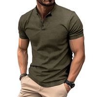 Men's Solid Color Simple Style Turndown Short Sleeve Loose Men's T-shirt main image 2
