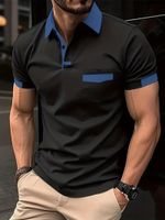 Men's Color Block Simple Style Turndown Short Sleeve Loose Men's T-shirt main image 5