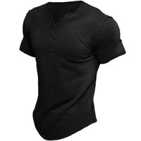 Männer Einfarbig Einfacher Stil Stehkragen Kurzarm Lose Männer T-Shirt main image 3