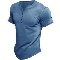 Männer Einfarbig Einfacher Stil Stehkragen Kurzarm Lose Männer T-Shirt main image 4