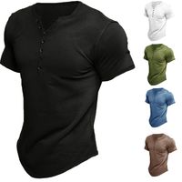 Männer Einfarbig Einfacher Stil Stehkragen Kurzarm Lose Männer T-Shirt main image 1