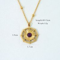 Simple Style Moon Natural Stone Titanium Steel 14K Gold Plated Necklace In Bulk sku image 3