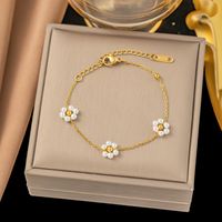 Titanium Steel Simple Style Classic Style Inlay Flower Pearl Bracelets Necklace sku image 3