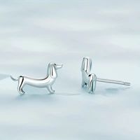 1 Pair French Style Simple Style Dog Alloy Silver Plated Ear Studs main image 6