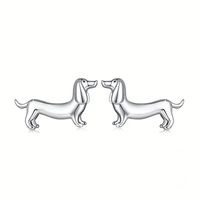 1 Pair French Style Simple Style Dog Alloy Silver Plated Ear Studs main image 5