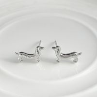 1 Pair French Style Simple Style Dog Alloy Silver Plated Ear Studs main image 1