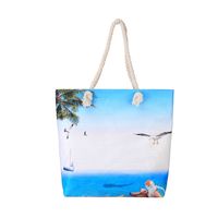 Women's Medium Canvas Ocean Vacation Beach Zipper Beach Bag sku image 2