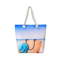Women's Medium Canvas Ocean Vacation Beach Zipper Beach Bag sku image 6