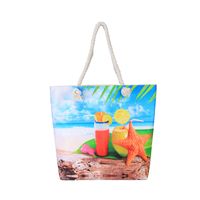Women's Medium Canvas Ocean Vacation Beach Zipper Beach Bag sku image 4