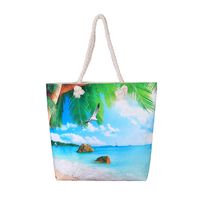 Women's Medium Canvas Ocean Vacation Beach Zipper Beach Bag sku image 7
