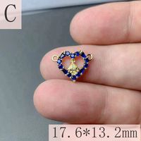 1 Piece Copper Rhinestones Totem Heart Shape Pendant sku image 4
