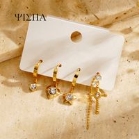1 Set Simple Style Classic Style Star Heart Shape Inlay 304 Stainless Steel Rhinestones Ear Studs main image 2