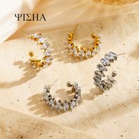 1 Pair Simple Style Classic Style Solid Color Inlay 304 Stainless Steel Rhinestones Ear Studs main image 5