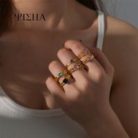 Titanium Steel Simple Style Classic Style Inlay Solid Color Rhinestones Rings main image 5