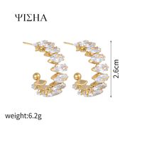 1 Pair Simple Style Classic Style Solid Color Inlay 304 Stainless Steel Rhinestones Ear Studs main image 2