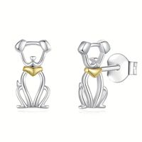 1 Pair Cute Sweet Simple Style Dog Hollow Out Alloy Gold Plated Silver Plated Ear Studs main image 8