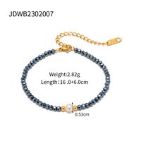 IG Style Simple Style Geometric 304 Stainless Steel Haematite Bracelets In Bulk main image 2