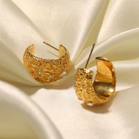 1 Pair IG Style Simple Style C Shape Plating Inlay 316 Stainless Steel  Rhinestones 18K Gold Plated Ear Studs main image 1