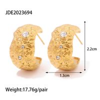 1 Pair IG Style Simple Style C Shape Plating Inlay 316 Stainless Steel  Rhinestones 18K Gold Plated Ear Studs main image 2