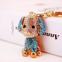 Cute Dog Zinc Alloy Plating Inlay Rhinestones Women's Bag Pendant Keychain sku image 2