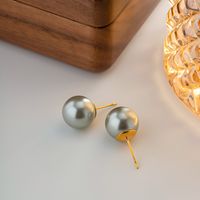 1 Pair IG Style Elegant Round Plating Inlay 304 Stainless Steel Imitation Pearl Artificial Pearls Ear Studs main image 1