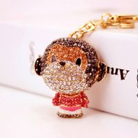 Cute Monkey Zinc Alloy Plating Inlay Rhinestones Women's Bag Pendant Keychain sku image 1