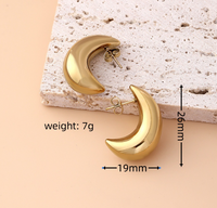 1 Pair Basic Modern Style Classic Style Moon Plating 304 Stainless Steel Drop Earrings main image 2