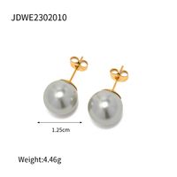 1 Pair IG Style Elegant Round Plating Inlay 304 Stainless Steel Imitation Pearl Artificial Pearls Ear Studs sku image 1