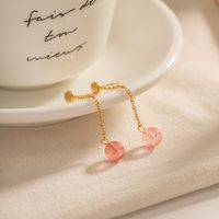 1 Pair IG Style Casual Round Tassel 304 Stainless Steel Pink Crystal 18K Gold Plated Drop Earrings main image 5