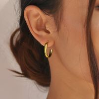 1 Pair Classic Style Solid Color Polishing Plating 304 Stainless Steel 18K Gold Plated Earrings main image 5
