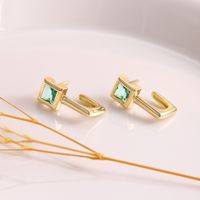 Copper 18K Gold Plated Simple Style Inlay Geometric Zircon Ear Studs main image 5