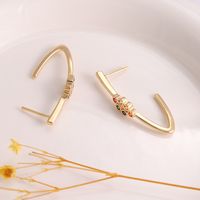 Copper 18K Gold Plated Simple Style Inlay Geometric Zircon Ear Studs main image 4