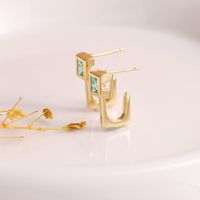 Copper 18K Gold Plated Simple Style Inlay Geometric Zircon Ear Studs main image 7