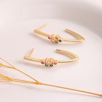 Copper 18K Gold Plated Simple Style Inlay Geometric Zircon Ear Studs main image 6