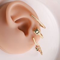 Copper 18K Gold Plated Simple Style Inlay Geometric Zircon Ear Studs main image 10