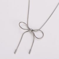 304 Stainless Steel 18K Gold Plated Rose Gold Plated Casual Cute Sweet Bow Knot Necklace main image 4