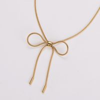 304 Stainless Steel 18K Gold Plated Rose Gold Plated Casual Cute Sweet Bow Knot Necklace main image 3