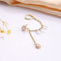 Copper 18K Gold Plated IG Style Simple Style Chain Inlay Water Droplets Zircon Earrings main image 4