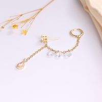 Copper 18K Gold Plated IG Style Simple Style Chain Inlay Water Droplets Zircon Earrings main image 3