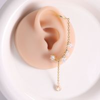 Copper 18K Gold Plated IG Style Simple Style Chain Inlay Water Droplets Zircon Earrings main image 1
