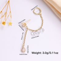 Copper 18K Gold Plated IG Style Simple Style Chain Inlay Water Droplets Zircon Earrings main image 2