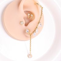 Copper 18K Gold Plated IG Style Simple Style Chain Inlay Water Droplets Zircon Earrings main image 5