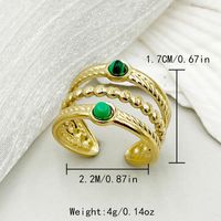 304 Stainless Steel 14K Gold Plated Hawaiian Vacation Tropical Enamel Inlay Oval Water Droplets Flower Turquoise Zircon Open Rings sku image 4