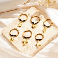 Titanium Steel Gold Plated Simple Style Classic Style Beaded Plating Solid Color Rings main image 1