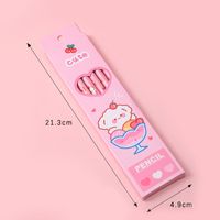 Sweet Cartoon Printed Pencil With Eraser 6 Pieces Set sku image 3