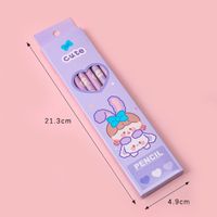 Sweet Cartoon Printed Pencil With Eraser 6 Pieces Set sku image 1