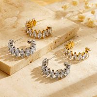 1 Pair Simple Style Classic Style Solid Color Inlay 304 Stainless Steel Rhinestones Ear Studs main image 1