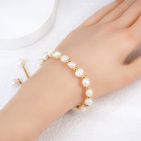 French Style Simple Style Round 304 Stainless Steel Freshwater Pearl 18K Gold Plated Freshwater Pearl Bracelets In Bulk main image 3