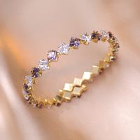 Lady Solid Color Copper Plating Inlay Zircon Gold Plated Bangle sku image 24