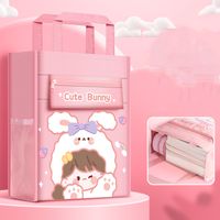 Rabbit Letter Canvas Learning School Cartoon Style Stationery Storage Bag main image 3
